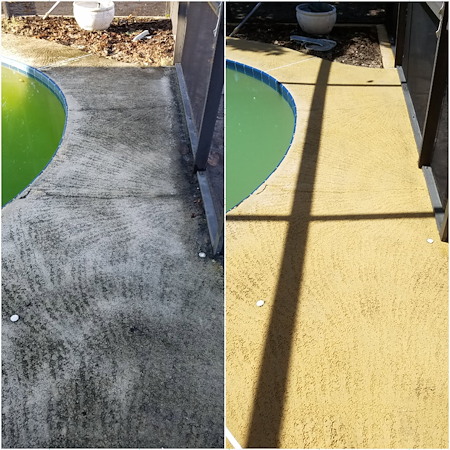 Florida pool patio cleaning eliminating slippery algae and mold from screen enclosures and surrounds
