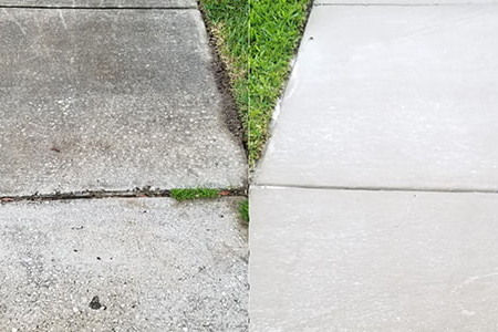 Windermere concrete cleaning eliminating slick algae and lakeside grime from brick paver driveways